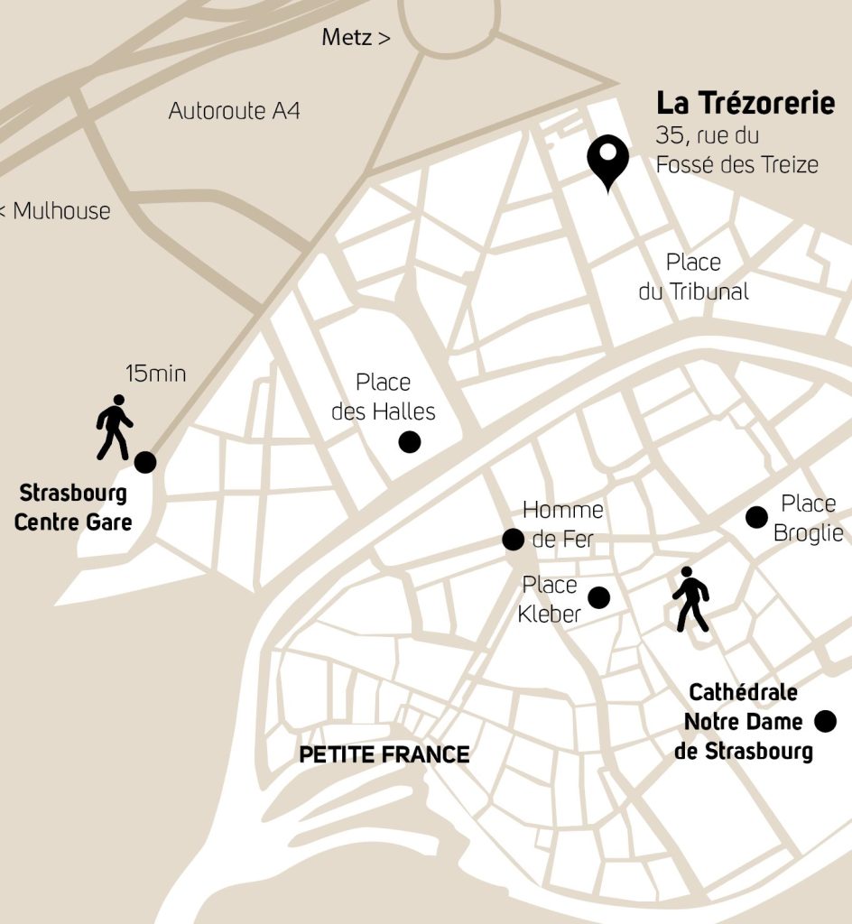 Plan de positionnement de l'espace La Trezorerie à Strasbourg France 